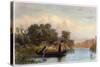 Spearing Fish from a Canoe, 1853-Seth Eastman-Stretched Canvas