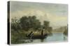 Spearing Fish from a Canoe-Seth Eastman-Stretched Canvas