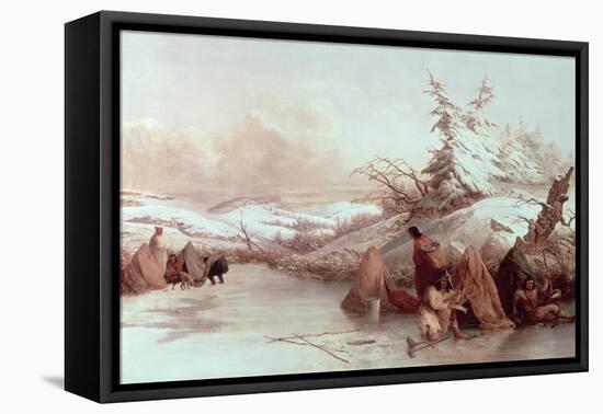 Spearing Fish in Winter-Seth Eastman-Framed Stretched Canvas