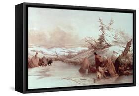 Spearing Fish in Winter-Seth Eastman-Framed Stretched Canvas