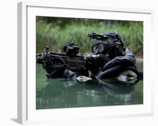 Special Forces Combat Diver Takes a Look at His Compass-Stocktrek Images-Framed Photographic Print