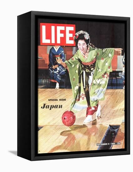 Special Issue: Japan, Woman in Kimono Bowling, September 11, 1964-Larry Burrows-Framed Stretched Canvas