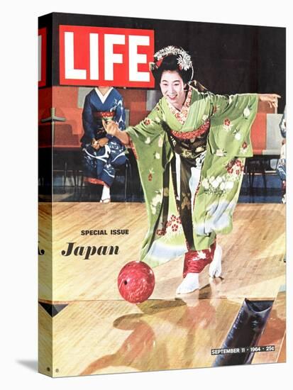 Special Issue: Japan, Woman in Kimono Bowling, September 11, 1964-Larry Burrows-Stretched Canvas
