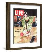 Special Issue: Japan, Woman in Kimono Bowling, September 11, 1964-Larry Burrows-Framed Photographic Print