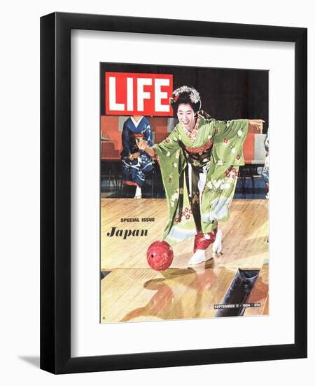 Special Issue: Japan, Woman in Kimono Bowling, September 11, 1964-Larry Burrows-Framed Photographic Print