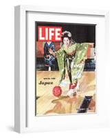 Special Issue: Japan, Woman in Kimono Bowling, September 11, 1964-Larry Burrows-Framed Photographic Print