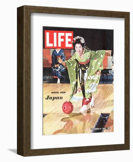 Special Issue: Japan, Woman in Kimono Bowling, September 11, 1964-Larry Burrows-Framed Photographic Print