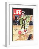 Special Issue: Japan, Woman in Kimono Bowling, September 11, 1964-Larry Burrows-Framed Photographic Print