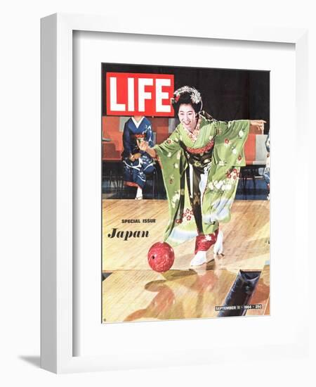 Special Issue: Japan, Woman in Kimono Bowling, September 11, 1964-Larry Burrows-Framed Photographic Print