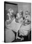 Special Nursery Nurses Wearing Masks as They Bottle-Feed Fully Developed Premature Babies-Hansel Mieth-Stretched Canvas