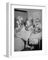 Special Nursery Nurses Wearing Masks as They Bottle-Feed Fully Developed Premature Babies-Hansel Mieth-Framed Photographic Print