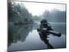 Special Operations Forces Combat Diver Transits the Water Armed with An Assault Rifle-Stocktrek Images-Mounted Photographic Print