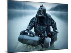 Special Operations Forces Combat Diver with Underwater Propulsion Vehicle-Stocktrek Images-Mounted Photographic Print