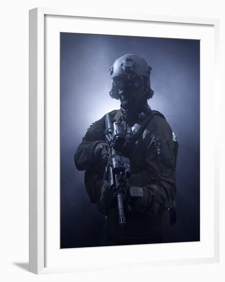 Special Operations Forces Soldier Equipped with Night Vision And An HK416 Assault Rifle-Stocktrek Images-Framed Photographic Print