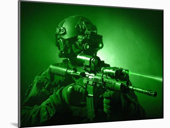 Special Operations Forces Soldier Equipped with Night Vision And An HK416 Assault Rifle-Stocktrek Images-Mounted Photographic Print