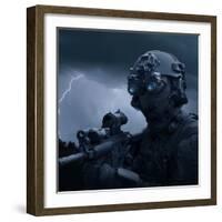 Special Operations Forces Soldier Equipped with Night Vision And An HK416 Assault Rifle-Stocktrek Images-Framed Photographic Print