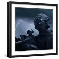 Special Operations Forces Soldier Equipped with Night Vision And An HK416 Assault Rifle-Stocktrek Images-Framed Photographic Print