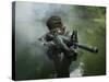 Special Operations Forces Soldier Transits the Water Armed with An Assault Rifle-Stocktrek Images-Stretched Canvas