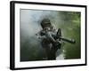 Special Operations Forces Soldier Transits the Water Armed with An Assault Rifle-Stocktrek Images-Framed Photographic Print