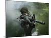 Special Operations Forces Soldier Transits the Water Armed with An Assault Rifle-Stocktrek Images-Mounted Photographic Print