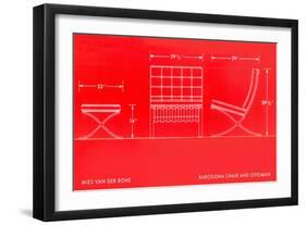 Specifications of Barcelona Chair and Ottoman-null-Framed Art Print