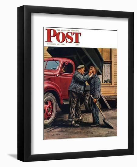 "Speck of Coal," Saturday Evening Post Cover, October 18, 1947-Stevan Dohanos-Framed Giclee Print