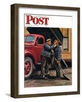 "Speck of Coal," Saturday Evening Post Cover, October 18, 1947-Stevan Dohanos-Framed Giclee Print