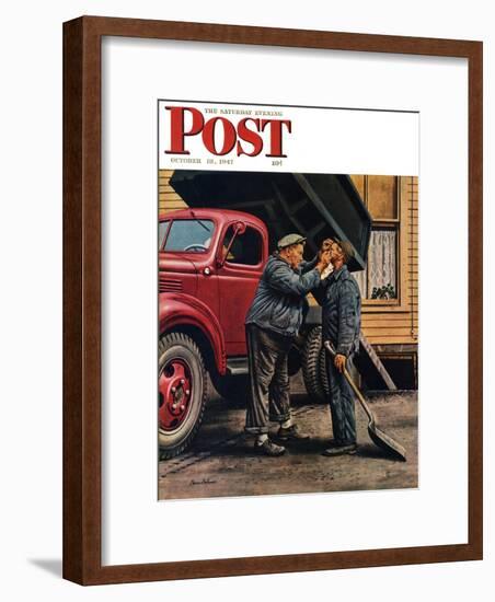 "Speck of Coal," Saturday Evening Post Cover, October 18, 1947-Stevan Dohanos-Framed Giclee Print