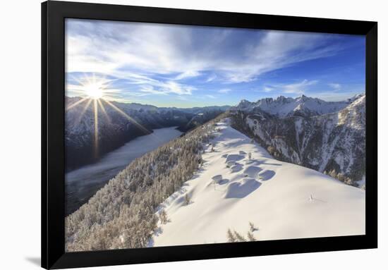 Spectacular Aerial View of Alpe Scima and Valchiavenna Covered with Mist. Lombardy. Italy.-ClickAlps-Framed Photographic Print