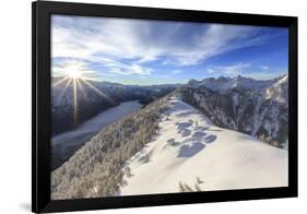 Spectacular Aerial View of Alpe Scima and Valchiavenna Covered with Mist. Lombardy. Italy.-ClickAlps-Framed Photographic Print