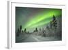 Spectacular Aurora Borealis (Northern Lights) over a Track through Winter Landscape in Finnish Lapl-Sara Winter-Framed Photographic Print