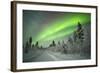 Spectacular Aurora Borealis (Northern Lights) over a Track through Winter Landscape in Finnish Lapl-Sara Winter-Framed Photographic Print