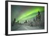 Spectacular Aurora Borealis (Northern Lights) over a Track through Winter Landscape in Finnish Lapl-Sara Winter-Framed Photographic Print