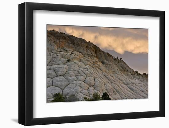 Spectacular cross-bedded Navajo sandstone rock (fossilised sand dunes) at sunset, Utah-Bob Gibbons-Framed Photographic Print