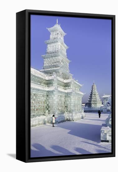 Spectacular Ice Sculptures, Harbin Ice and Snow Festival in Harbin, Heilongjiang Province, China-Gavin Hellier-Framed Stretched Canvas
