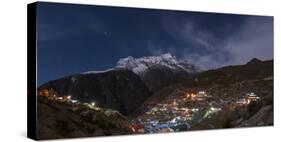 Spectacular Namche Bazaar Lit Up at Night, in the Everest Region, Himalayas, Nepal, Asia-Alex Treadway-Stretched Canvas