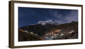 Spectacular Namche Bazaar Lit Up at Night, in the Everest Region, Himalayas, Nepal, Asia-Alex Treadway-Framed Photographic Print
