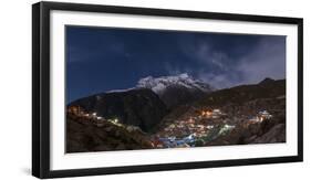 Spectacular Namche Bazaar Lit Up at Night, in the Everest Region, Himalayas, Nepal, Asia-Alex Treadway-Framed Photographic Print