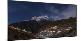 Spectacular Namche Bazaar Lit Up at Night, in the Everest Region, Himalayas, Nepal, Asia-Alex Treadway-Mounted Photographic Print