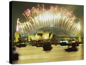 Spectacular New Year's Eve Firework Display, Sydney, New South Wales, Australia, Pacific-Robert Francis-Stretched Canvas