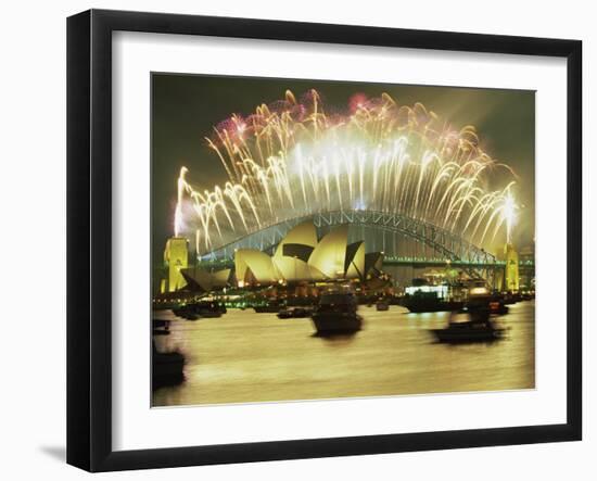 Spectacular New Year's Eve Firework Display, Sydney, New South Wales, Australia, Pacific-Robert Francis-Framed Photographic Print