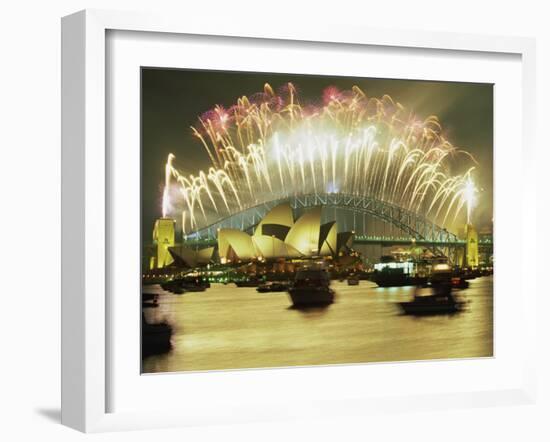 Spectacular New Year's Eve Firework Display, Sydney, New South Wales, Australia, Pacific-Robert Francis-Framed Photographic Print