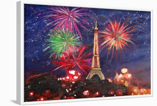 Spectacular Paris France Silvester Fireworks-Martina Bleichner-Framed Art Print