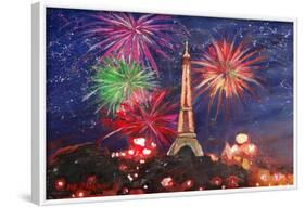 Spectacular Paris France Silvester Fireworks-Martina Bleichner-Framed Art Print