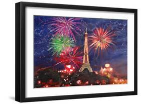 Spectacular Paris France Silvester Fireworks-Martina Bleichner-Framed Art Print