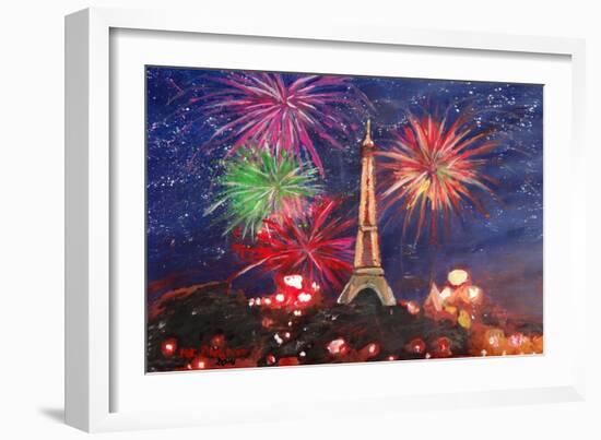 Spectacular Paris France Silvester Fireworks-Martina Bleichner-Framed Art Print