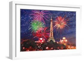 Spectacular Paris France Silvester Fireworks-Martina Bleichner-Framed Art Print