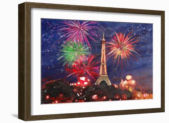 Spectacular Paris France Silvester Fireworks-Martina Bleichner-Framed Premium Giclee Print