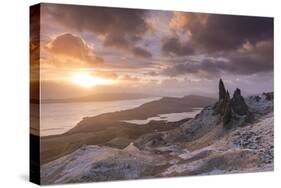 Spectacular Sunrise over the Old Man of Storr, Isle of Skye, Scotland. Winter (December)-Adam Burton-Stretched Canvas
