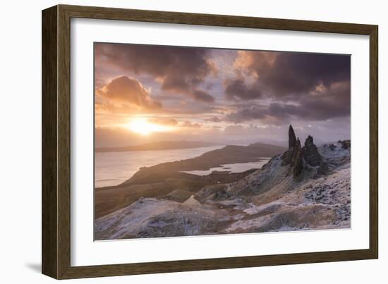 Spectacular Sunrise over the Old Man of Storr, Isle of Skye, Scotland. Winter (December)-Adam Burton-Framed Photographic Print